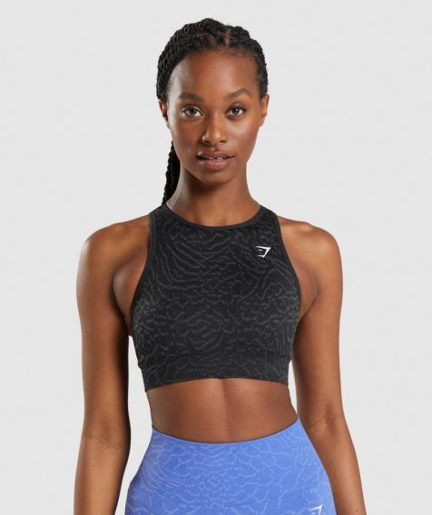 Women's Gymshark Adapt Animal Seamless Sports Bra Black | CA N6D7A0